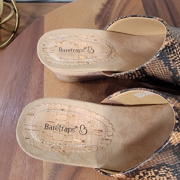 Baretraps Flossey Snakeskin Print Women's Brown Wedge Slide Sandals Size 9.5 - Picture 11 of 17